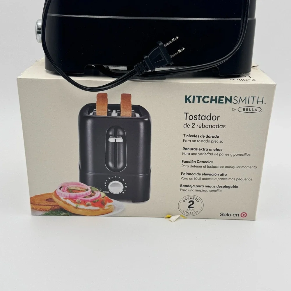 Kitchen Smith By Bella 2-Slice Black Toaster Model 30762 New